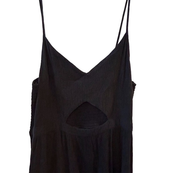 Aerie Women's Black V-Neck Maxi Dress w/ Front Cut-Out Detail Size Large - Picture 13 of 14